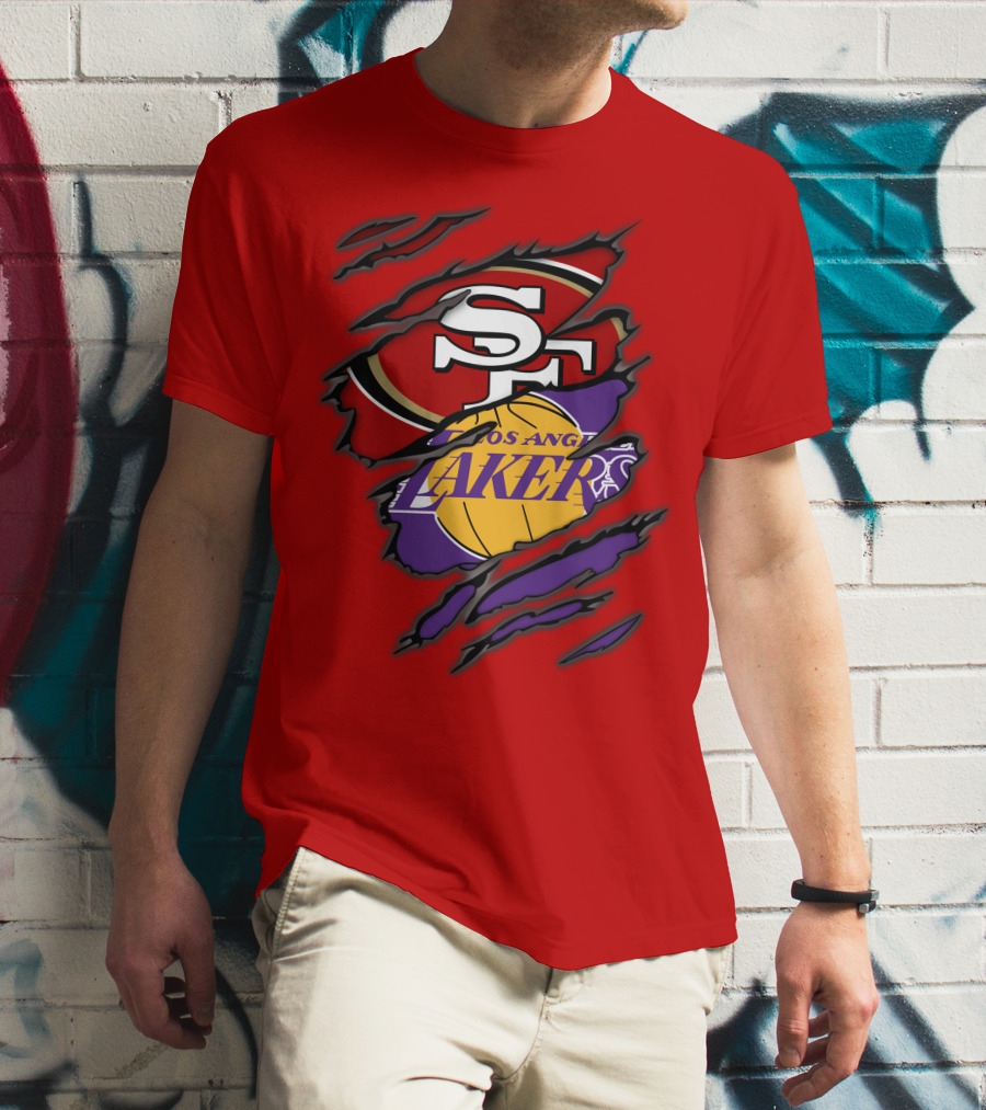 San Francisco 49ers And Los Angeles Lakers Fan T-Shirt