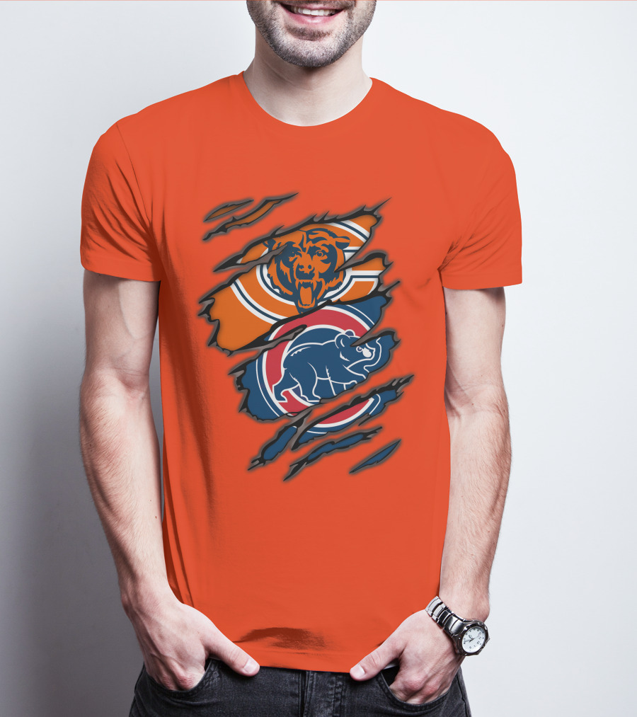 Chicago Bears Cubs Logos Fusion T-Shirt