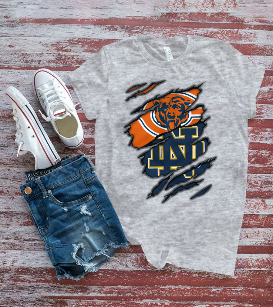 Chicago Bears Notre Dame Fighting Irish Crossover T-Shirt