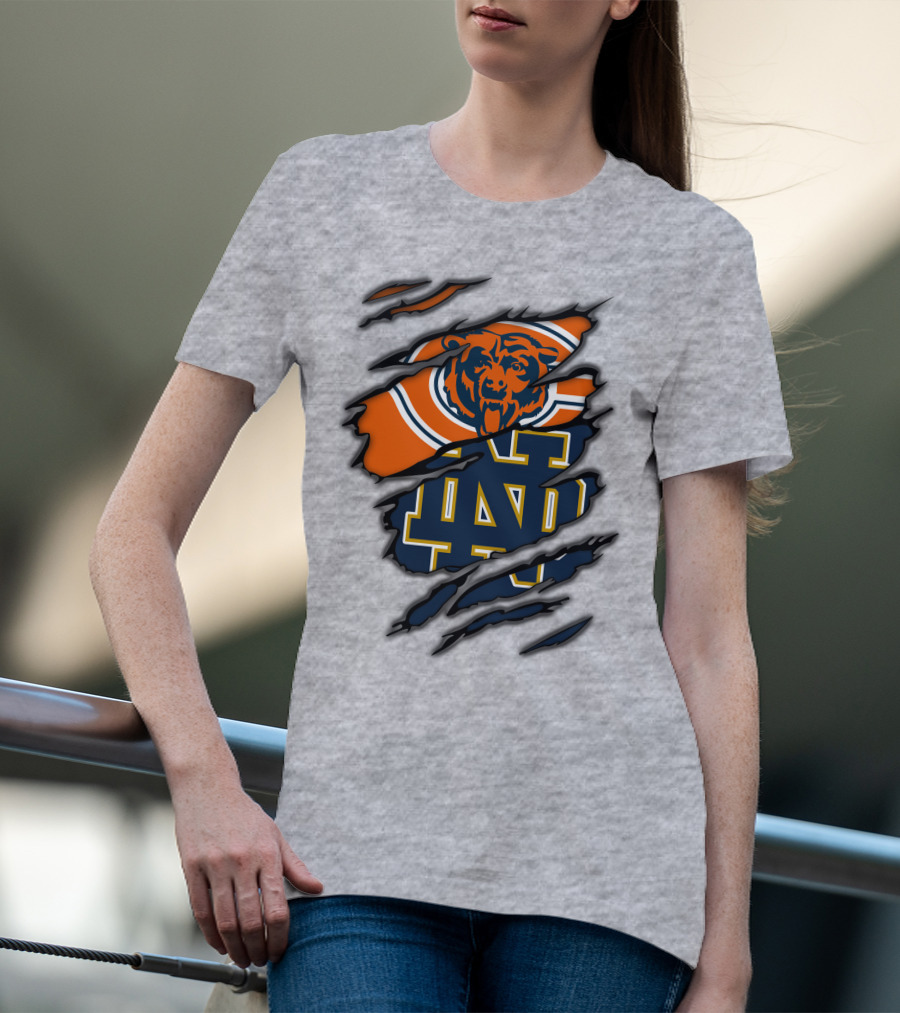 Chicago Bears Notre Dame Fighting Irish Crossover T-Shirt