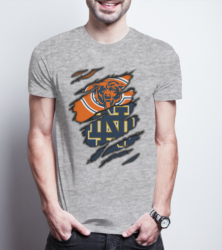 Chicago Bears Notre Dame Fighting Irish Crossover T-Shirt