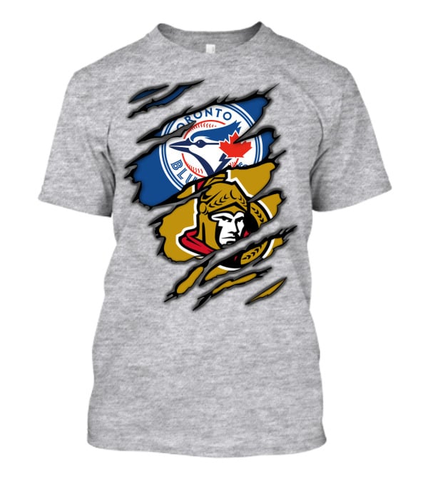 Toronto Blue Jays Ottawa Senators Dual Logo Rip T-Shirt