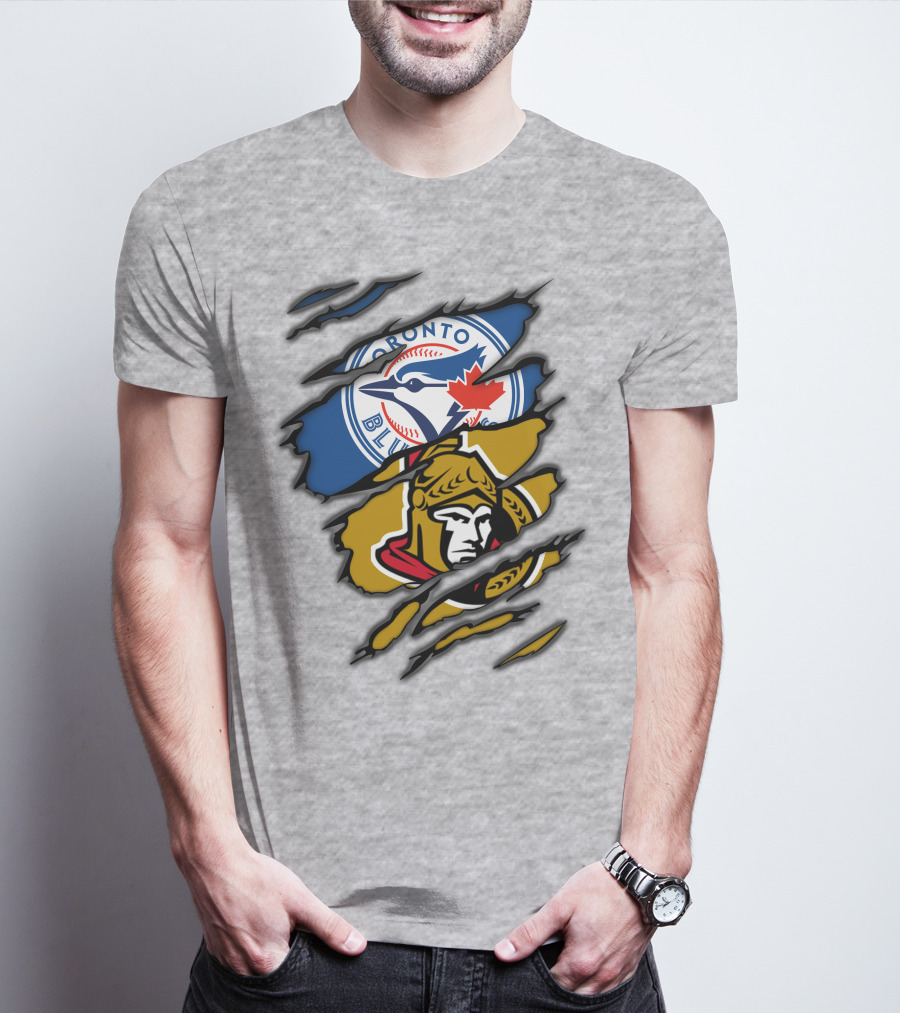 Toronto Blue Jays Ottawa Senators Dual Logo Rip T-Shirt