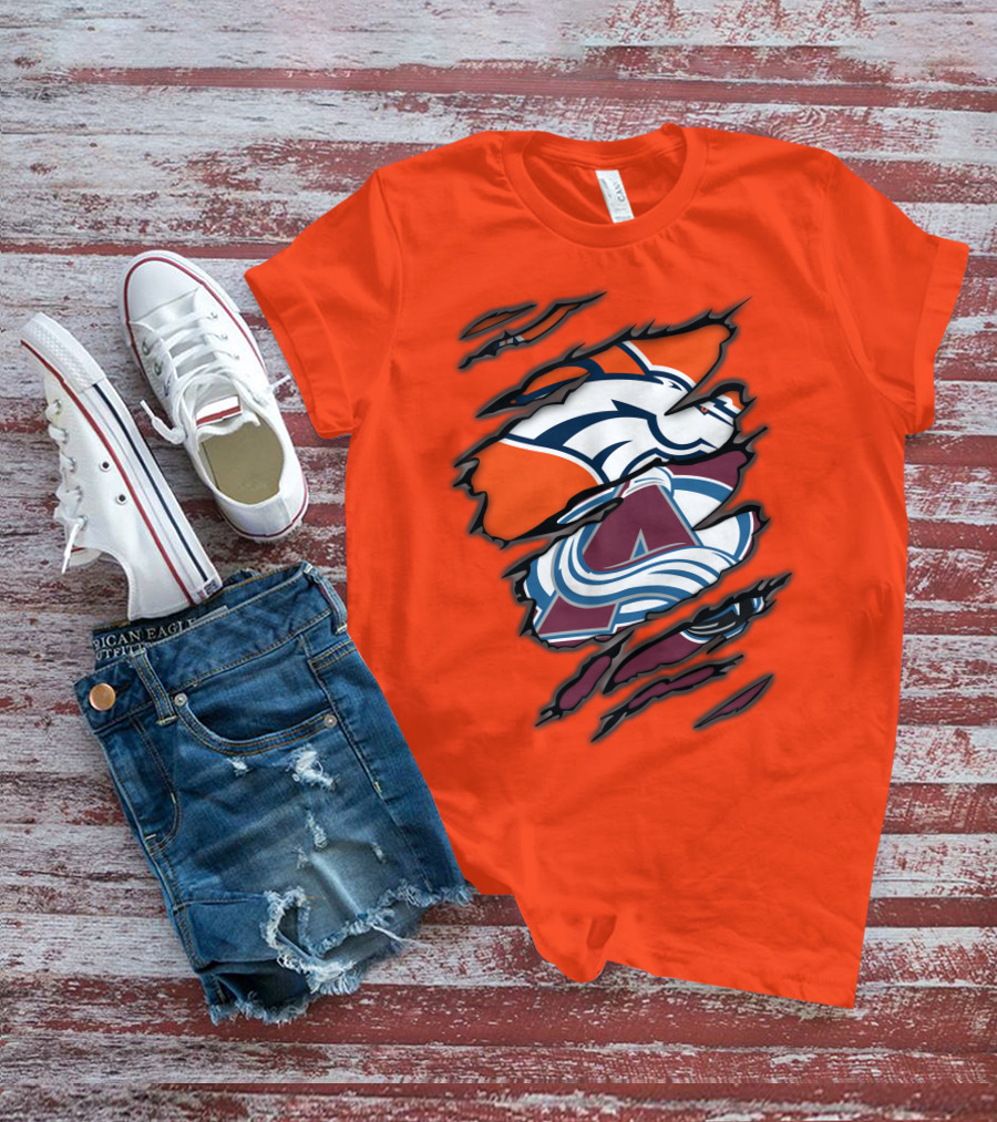 Broncos Avalanche Nfl Nhl Logo Crossover Collaboration T-Shirt