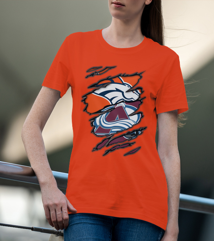 Broncos Avalanche Nfl Nhl Logo Crossover Collaboration T-Shirt