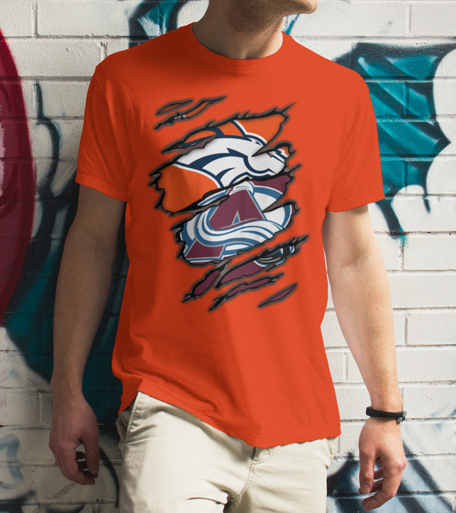 Broncos Avalanche Nfl Nhl Logo Crossover Collaboration T-Shirt
