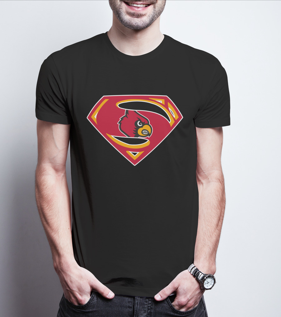 Louisville Cardinals Superman Logo Combination T-Shirt