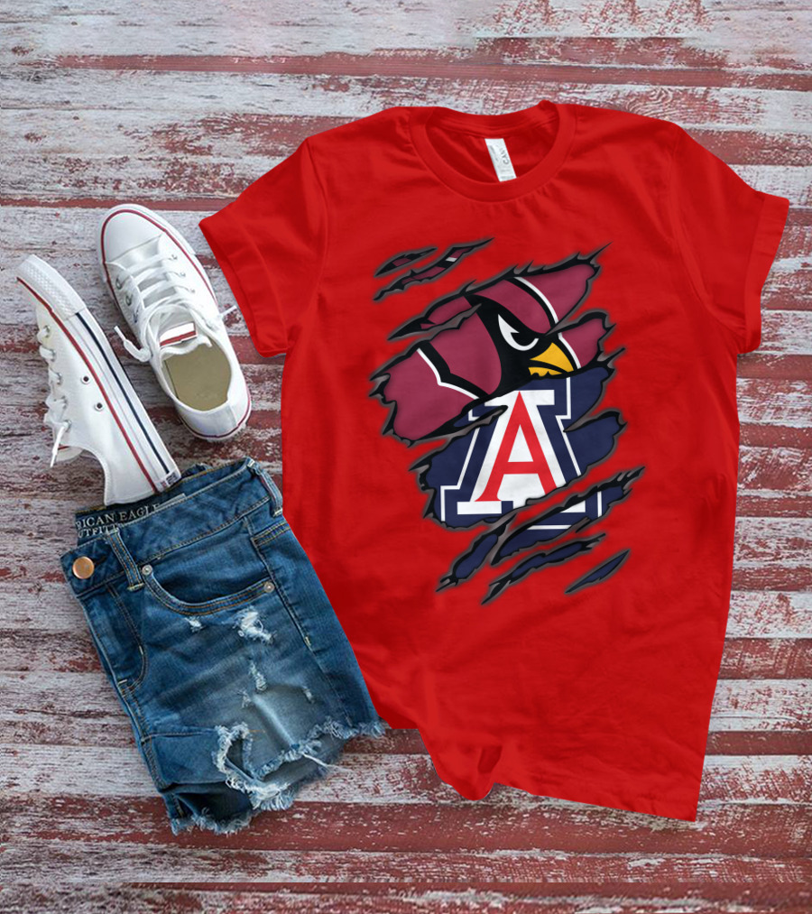 Arizona Cardinals University Wildcats Logo Fusion T-Shirt