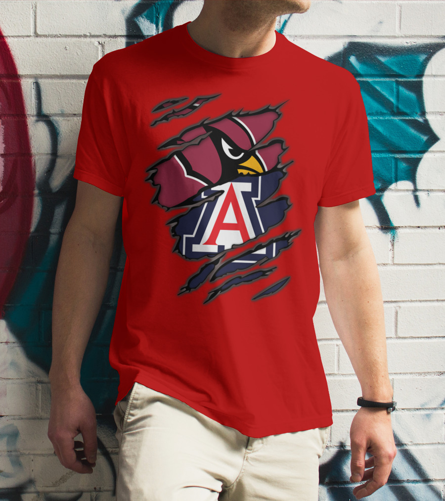 Arizona Cardinals University Wildcats Logo Fusion T-Shirt