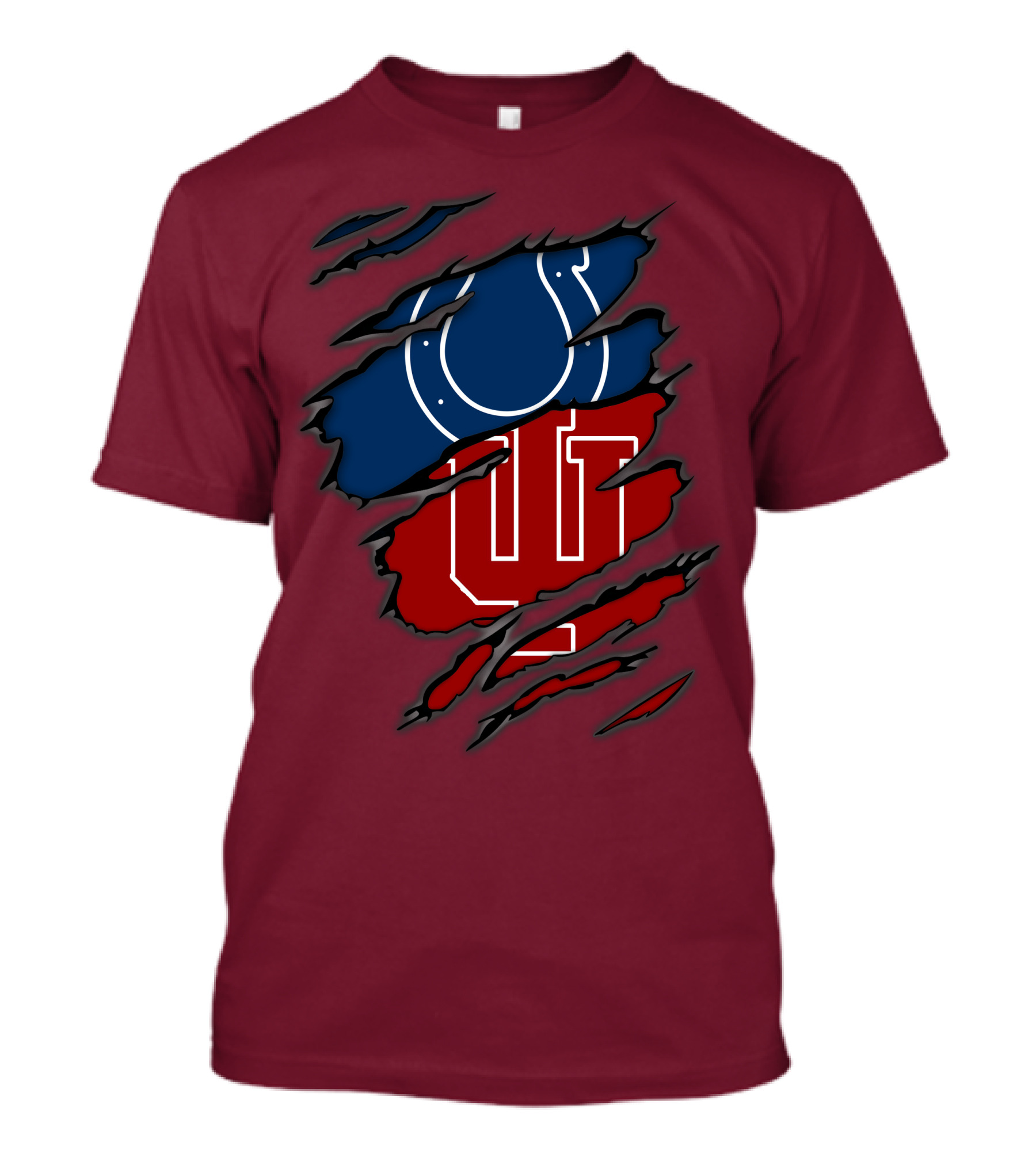 Colts Hoosiers Blue Horseshoe Red Interlocking IU T-Shirt