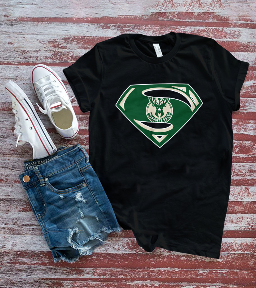 Milwaukee Bucks Superman Logo Mashup T-Shirt