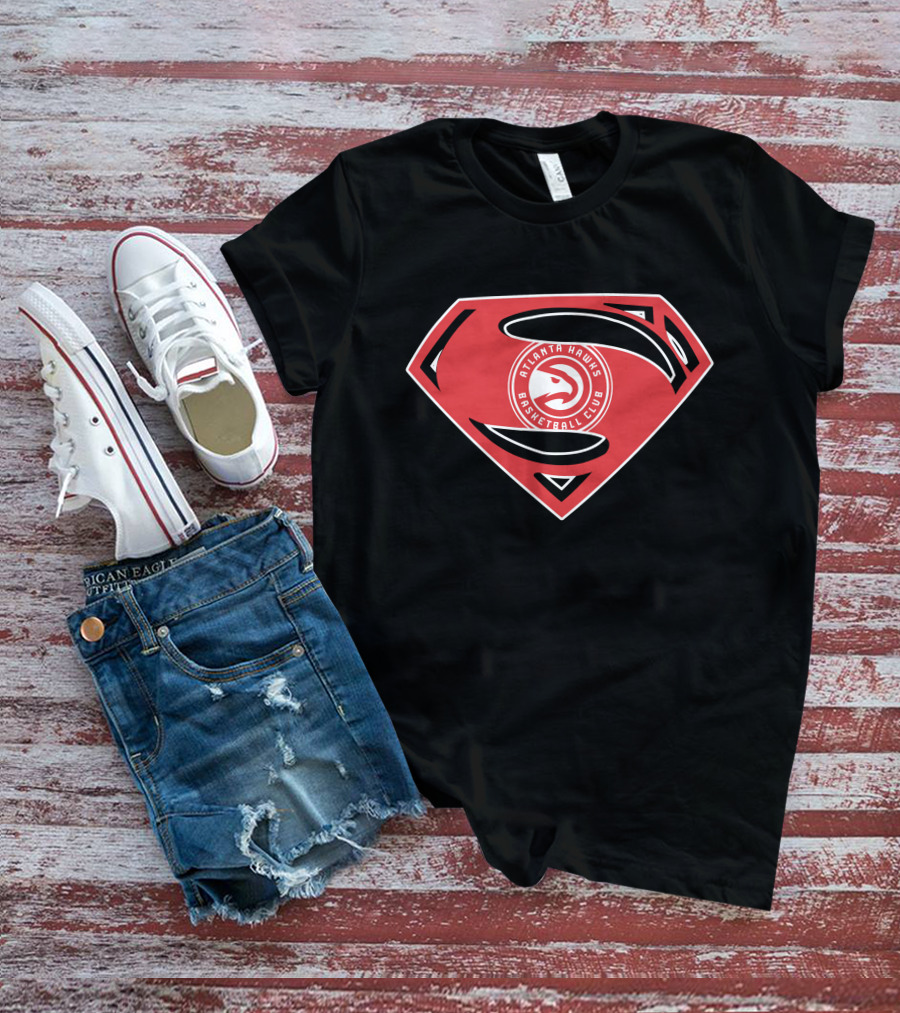 Atlanta Hawks Basketball Club Superman Logo Mashup T-Shirt
