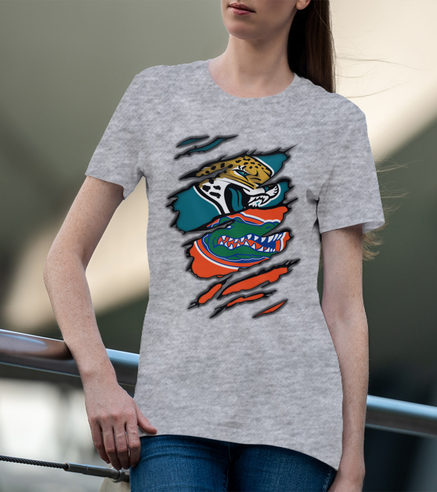 Jacksonville Jaguars Florida Gators Crossover Fan Gear Duo Team Spirit T-Shirt