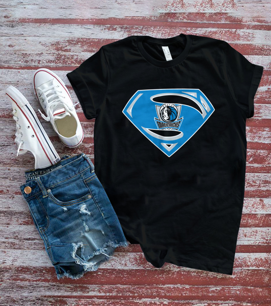 Superman Mavericks Logo With Dallas Mavericks NBA T-Shirt