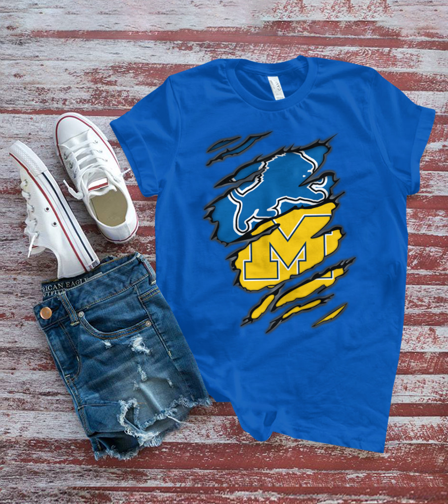 Detroit Lions Michigan Wolverines Crossover T-Shirt