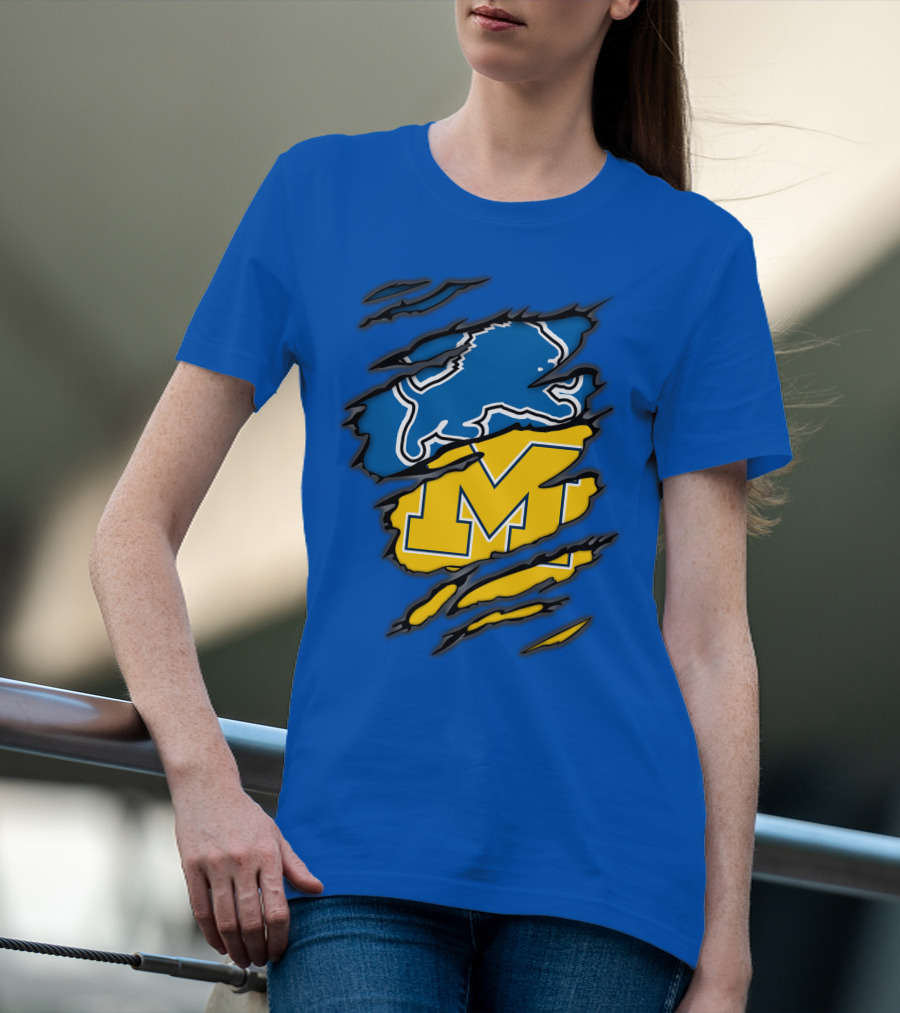 Detroit Lions Michigan Wolverines Crossover T-Shirt