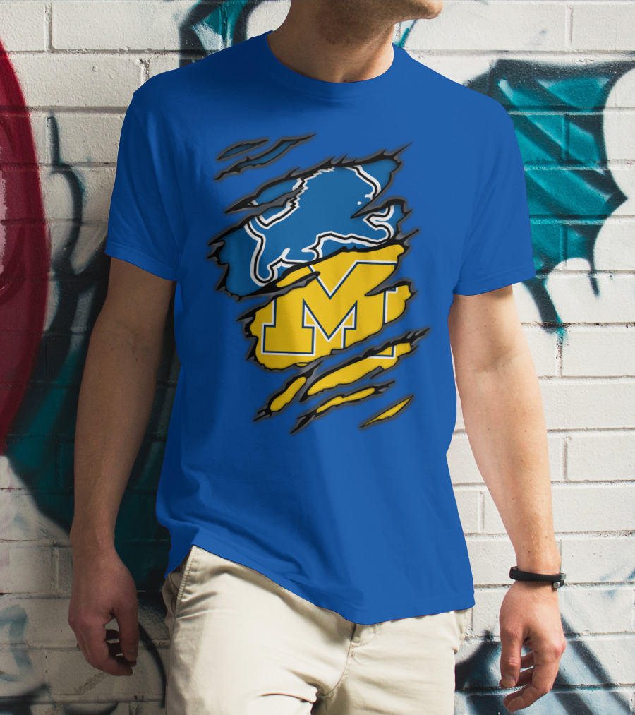 Detroit Lions Michigan Wolverines Crossover T-Shirt