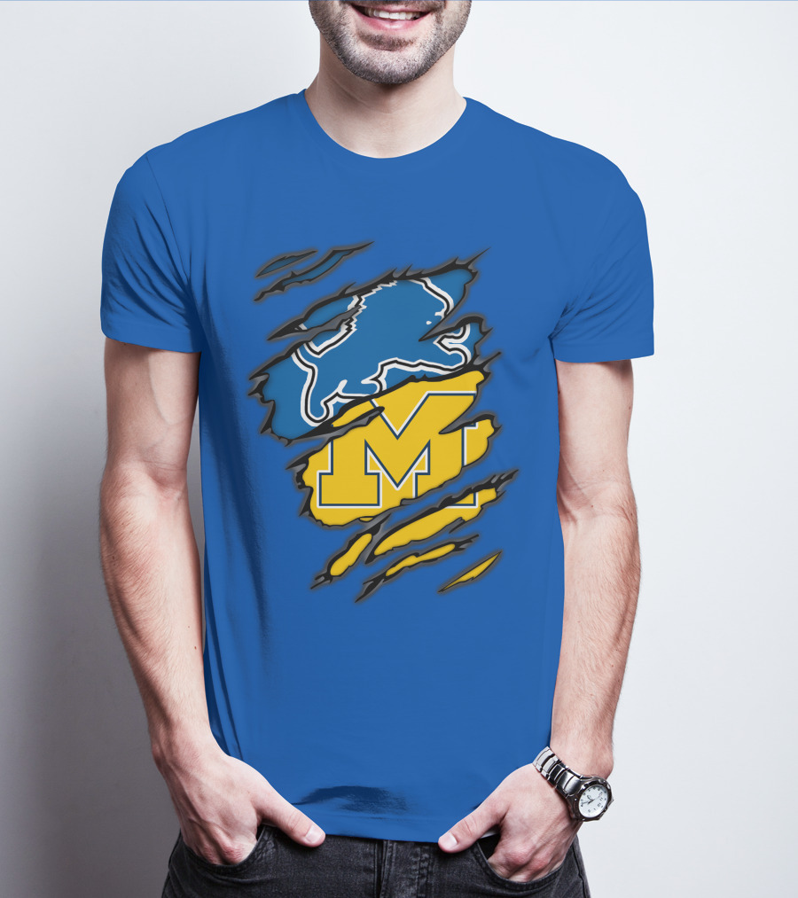 Detroit Lions Michigan Wolverines Crossover T-Shirt
