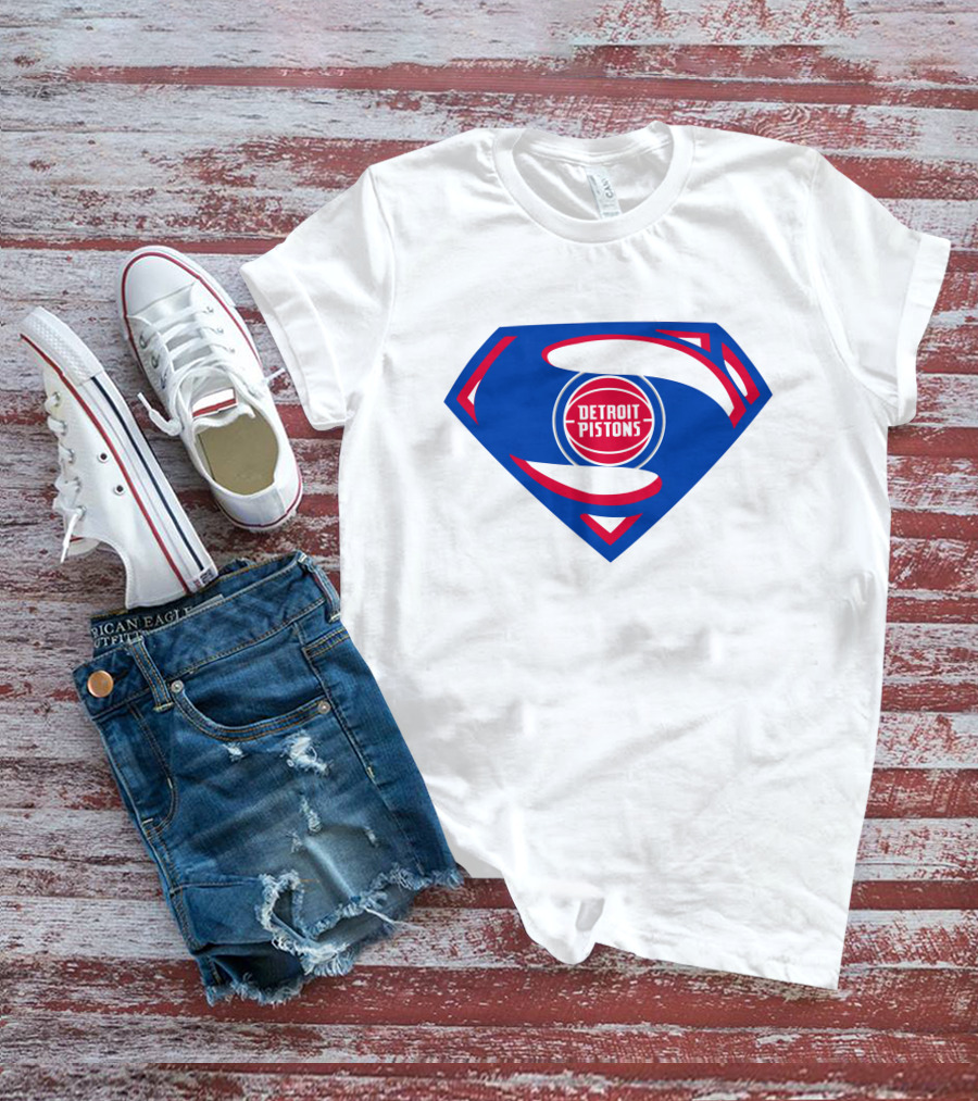 Detroit Pistons Superman Logo Combination T-Shirt