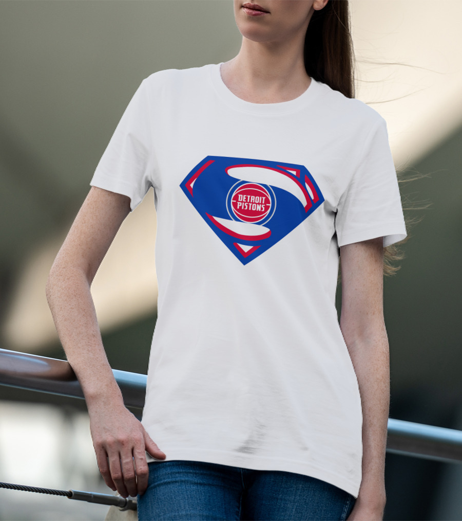 Detroit Pistons Superman Logo Combination T-Shirt