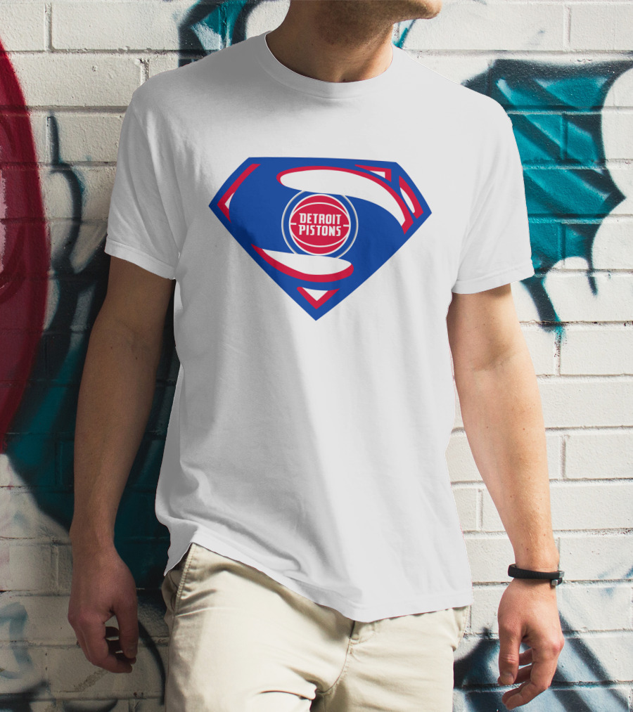 Detroit Pistons Superman Logo Combination T-Shirt
