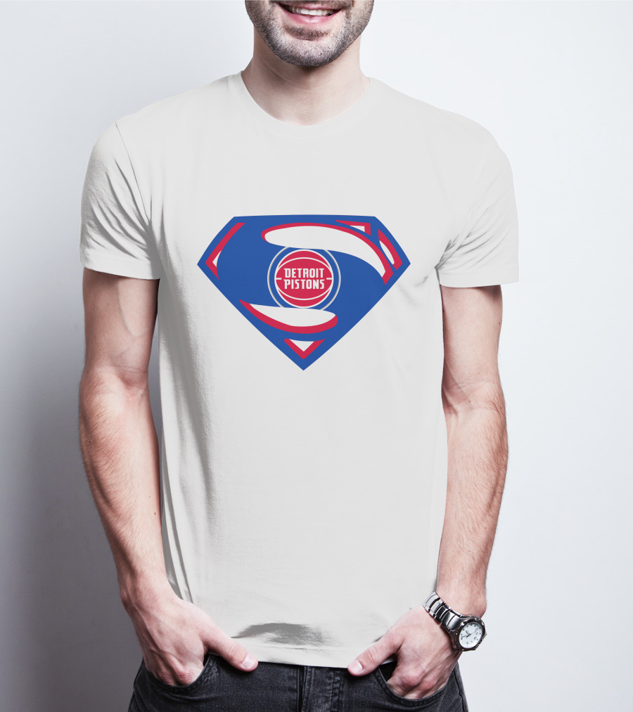 Detroit Pistons Superman Logo Combination T-Shirt