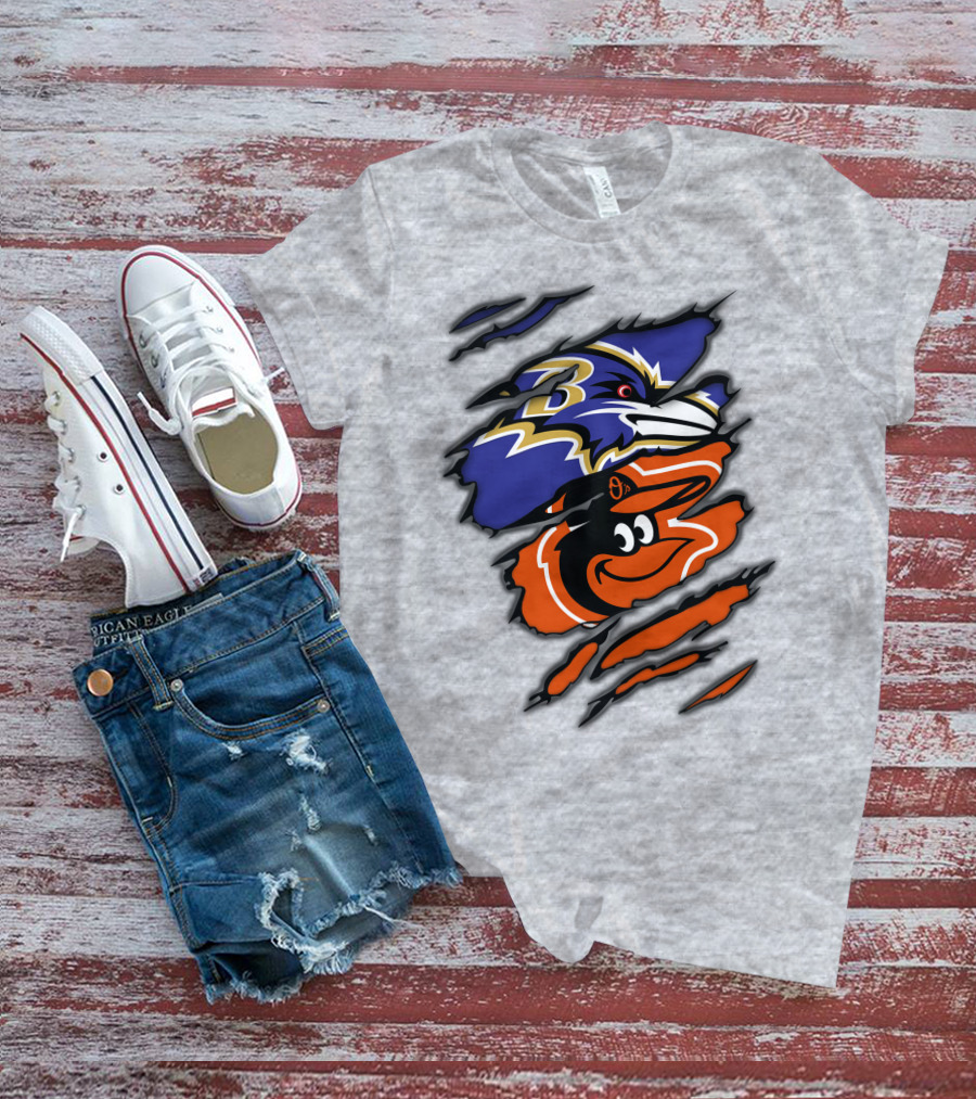 Baltimore Ravens Orioles Logo Mashup T-Shirt