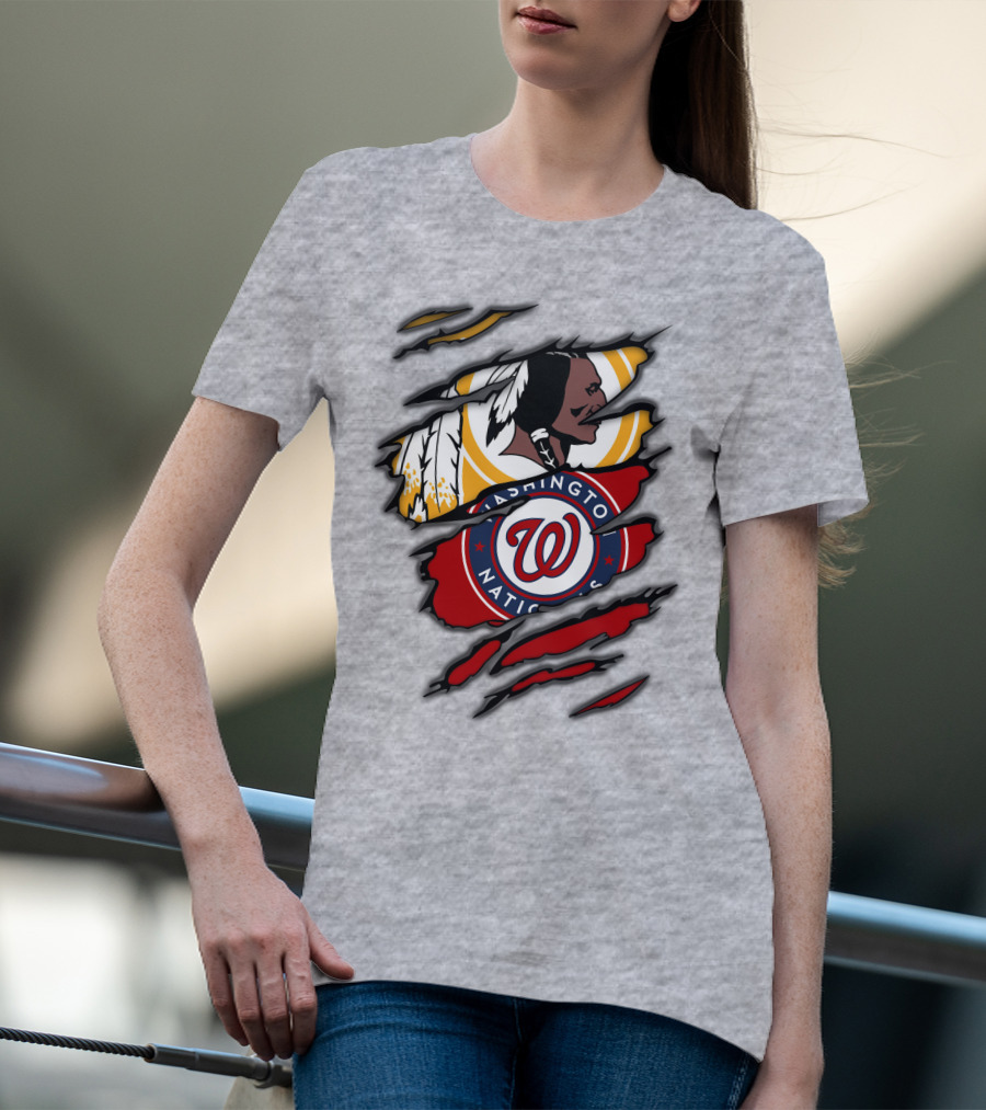 Washington Redskins And Washington Nationals Logo Mashup T-Shirt