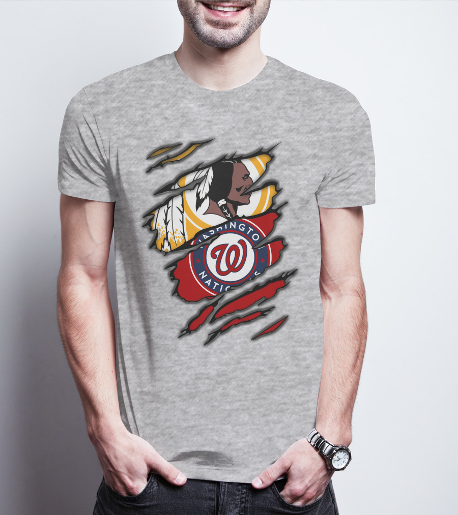 Washington Redskins And Washington Nationals Logo Mashup T-Shirt