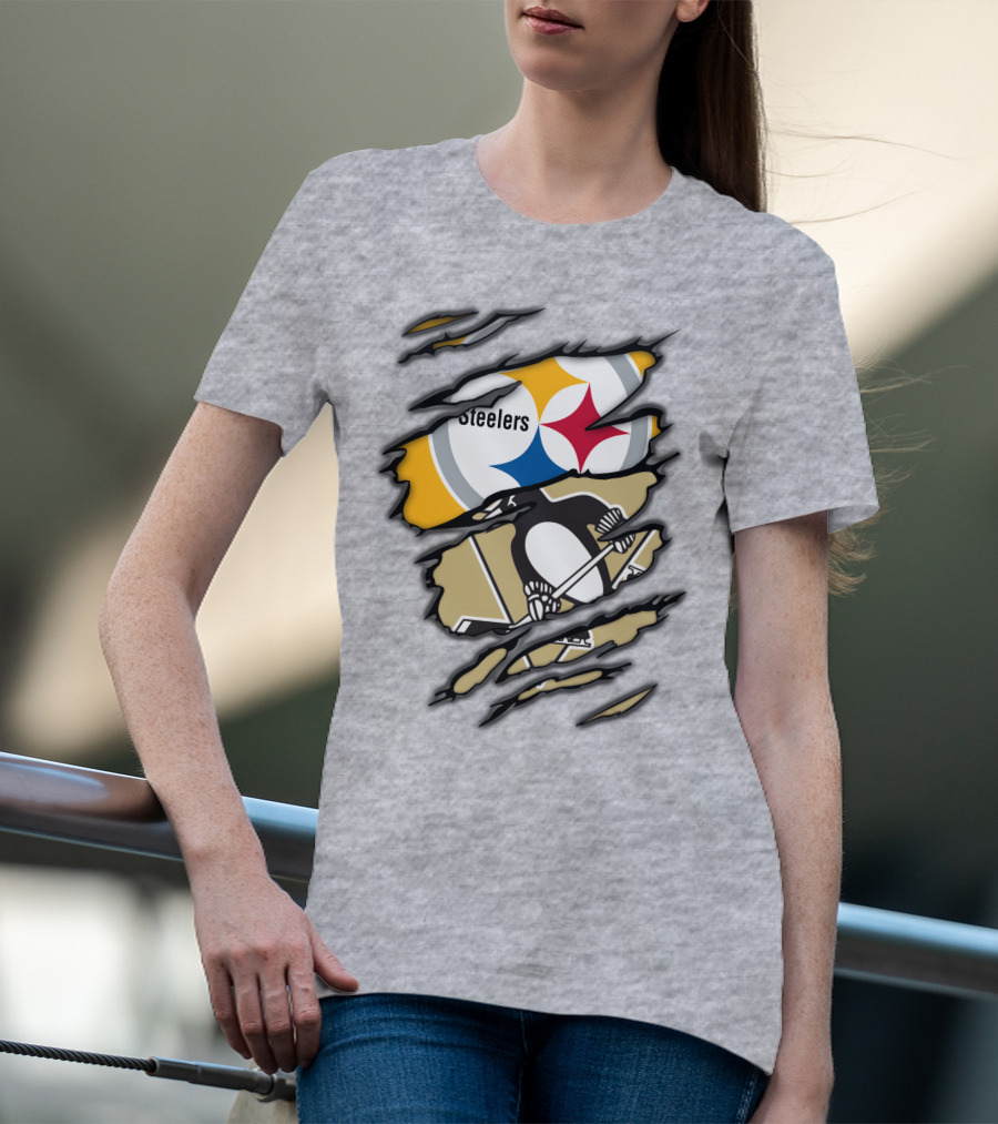 Steelers Penguins Ripped Claw T-Shirt