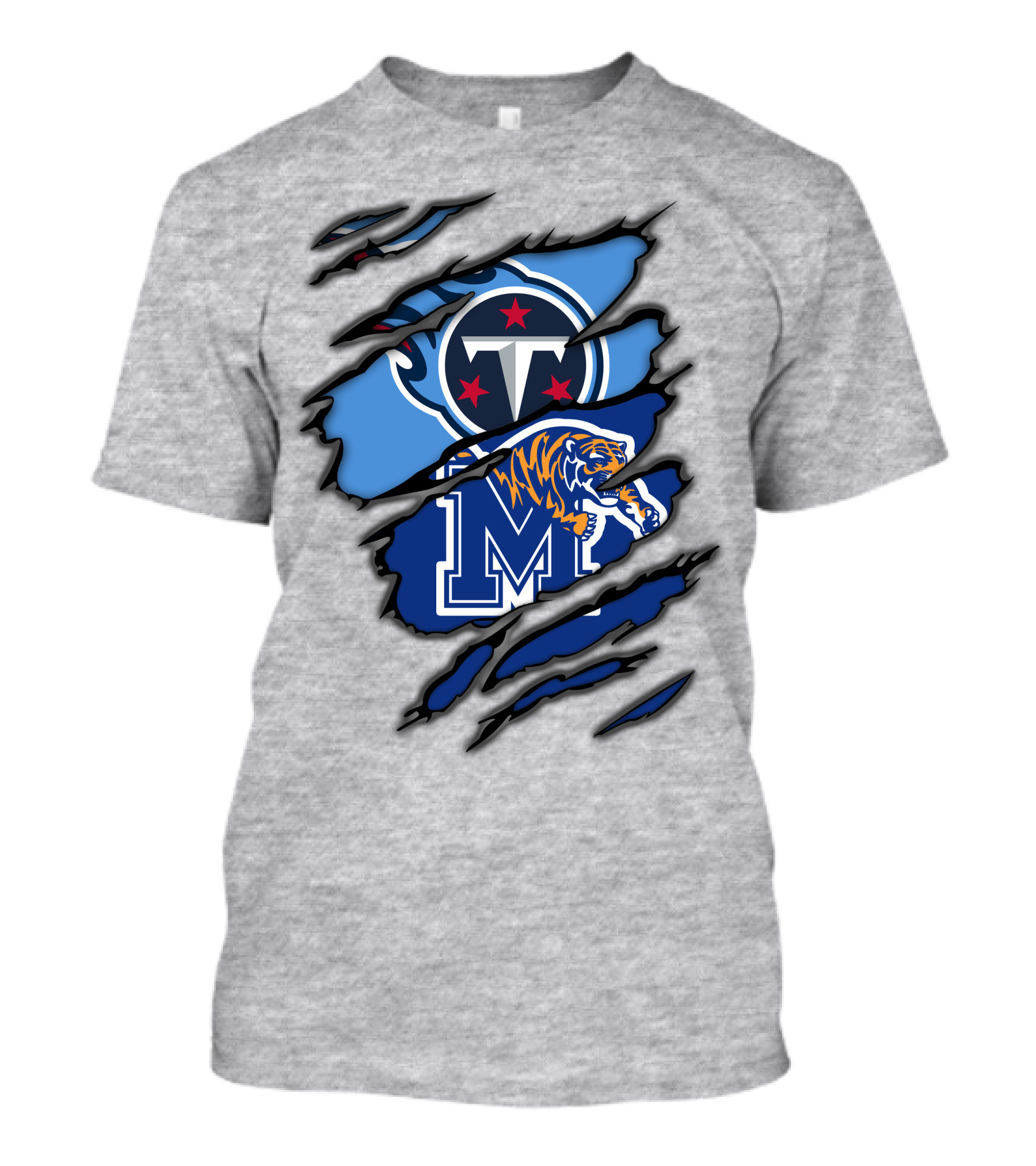 Tennessee Titans Memphis Tigers Claw Marks Logo Fusion T-Shirt