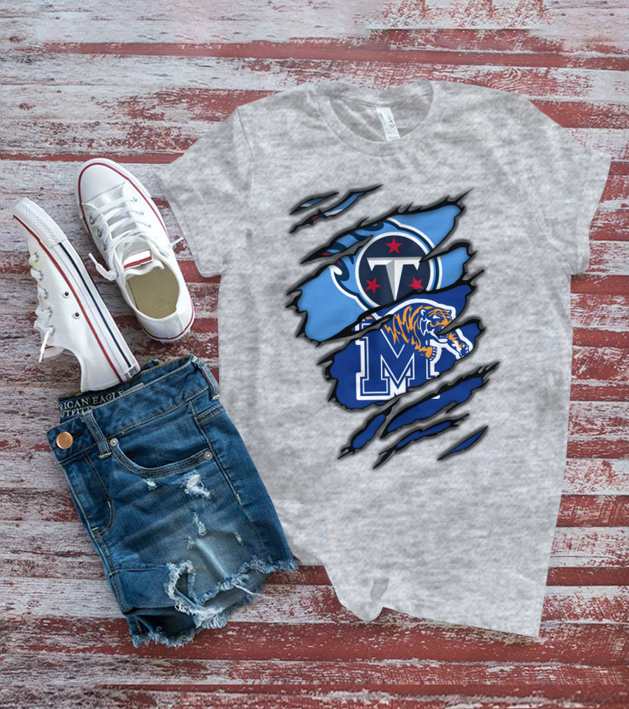 Tennessee Titans Memphis Tigers Claw Marks Logo Fusion T-Shirt