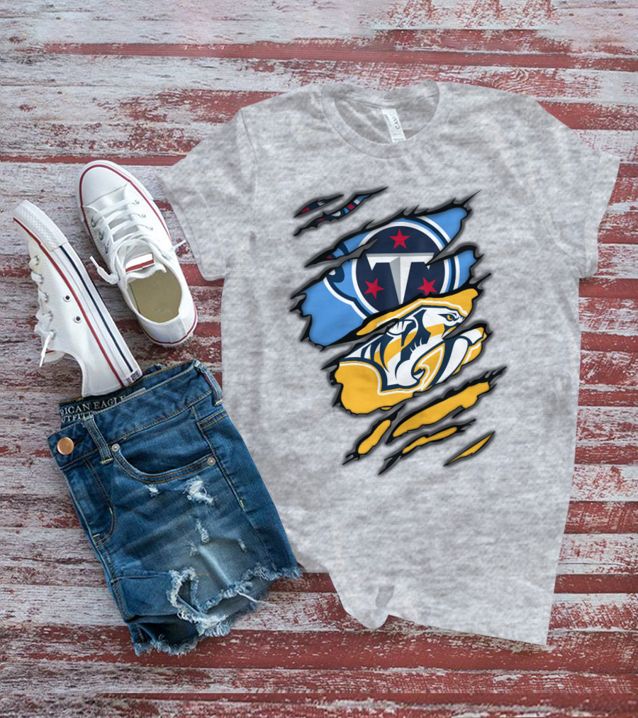 Tennessee Titans Nashville Predators Claw Logo Mashup T-Shirt