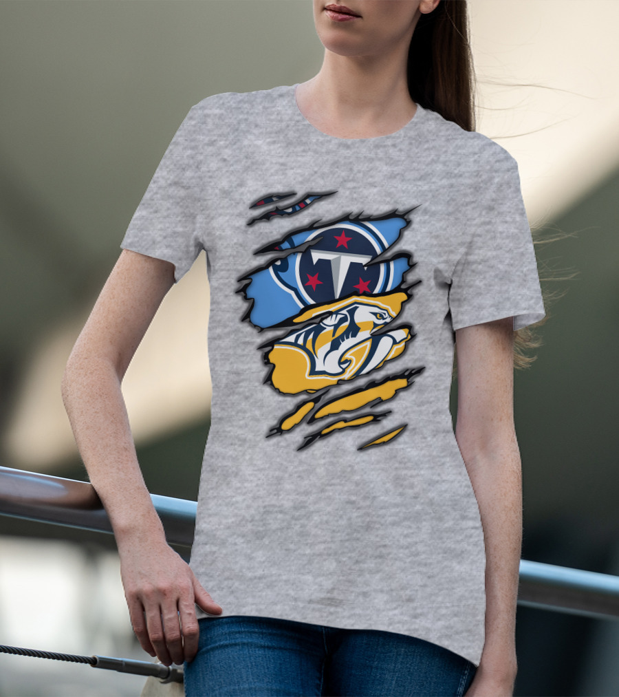 Tennessee Titans Nashville Predators Claw Logo Mashup T-Shirt