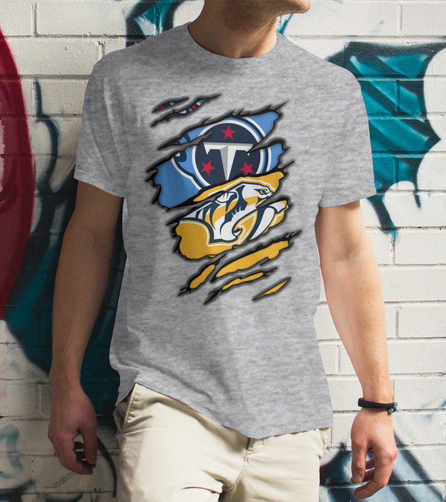 Tennessee Titans Nashville Predators Claw Logo Mashup T-Shirt
