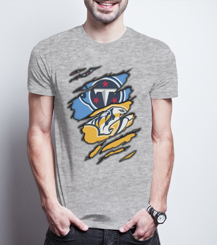 Tennessee Titans Nashville Predators Claw Logo Mashup T-Shirt