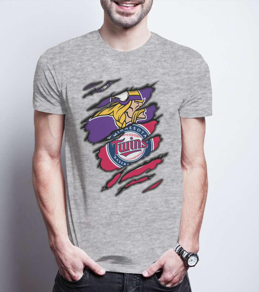 Minnesota Vikings And Twins Baseball Fusion T-Shirt