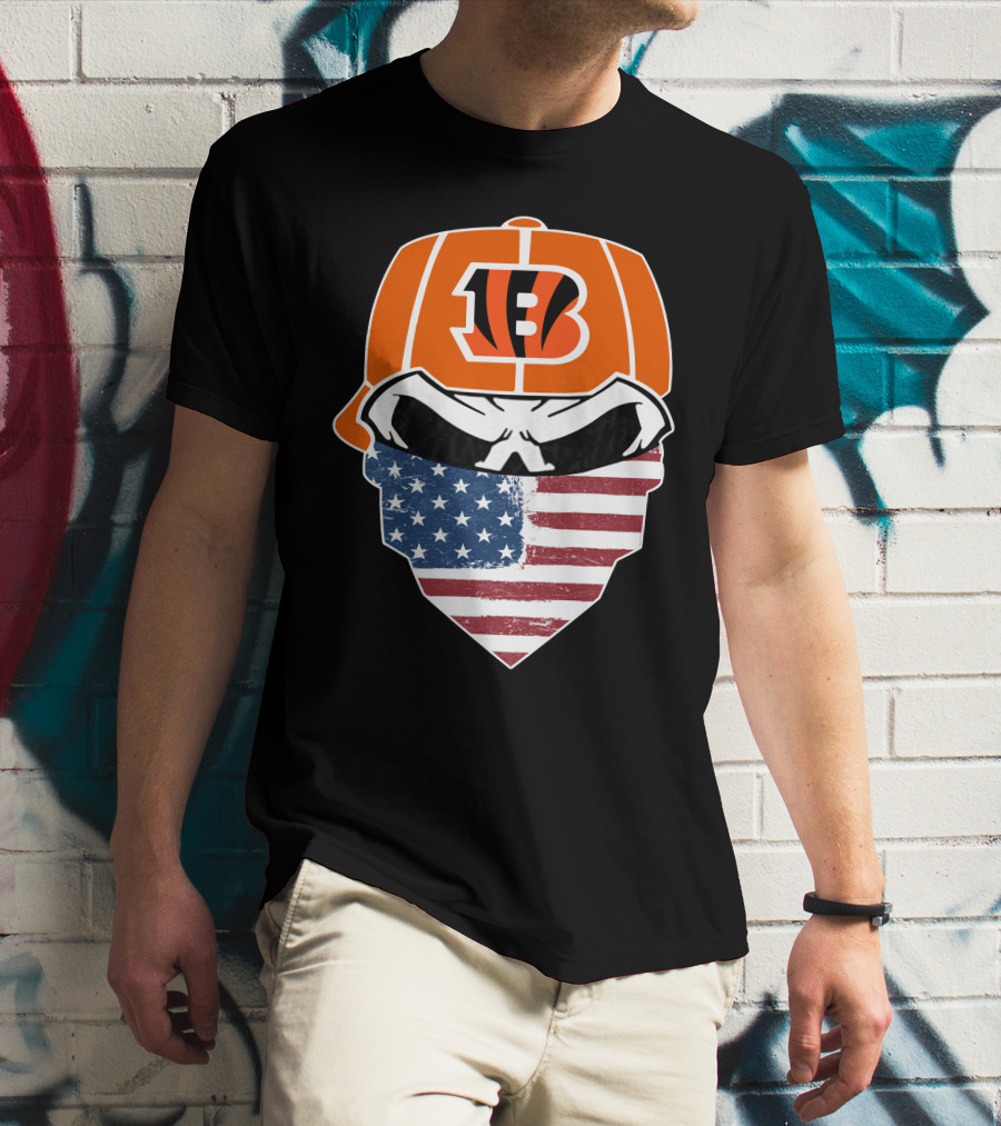 Bengals Skull American Flag Bandana T-Shirt