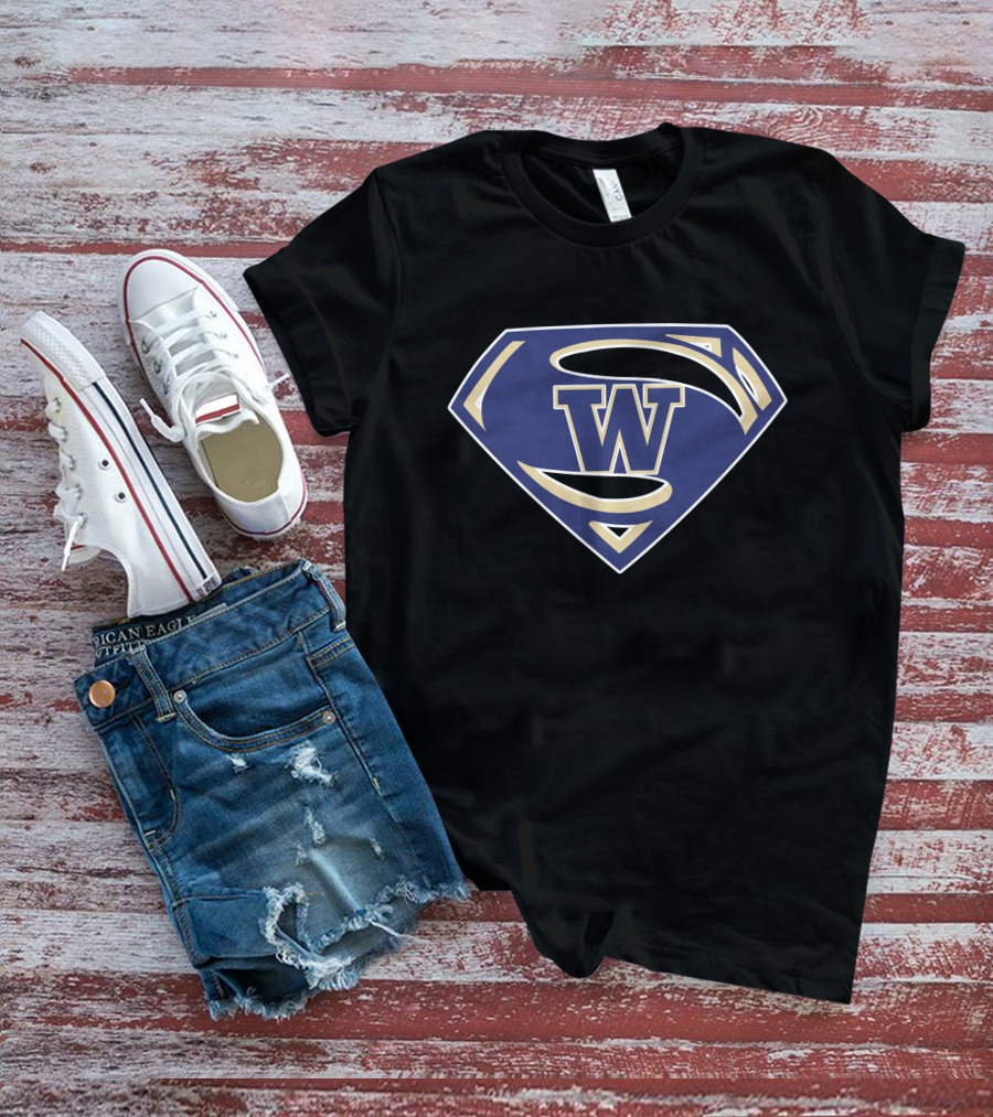 Superman W Huskies Logo With Iconic Shield T-Shirt