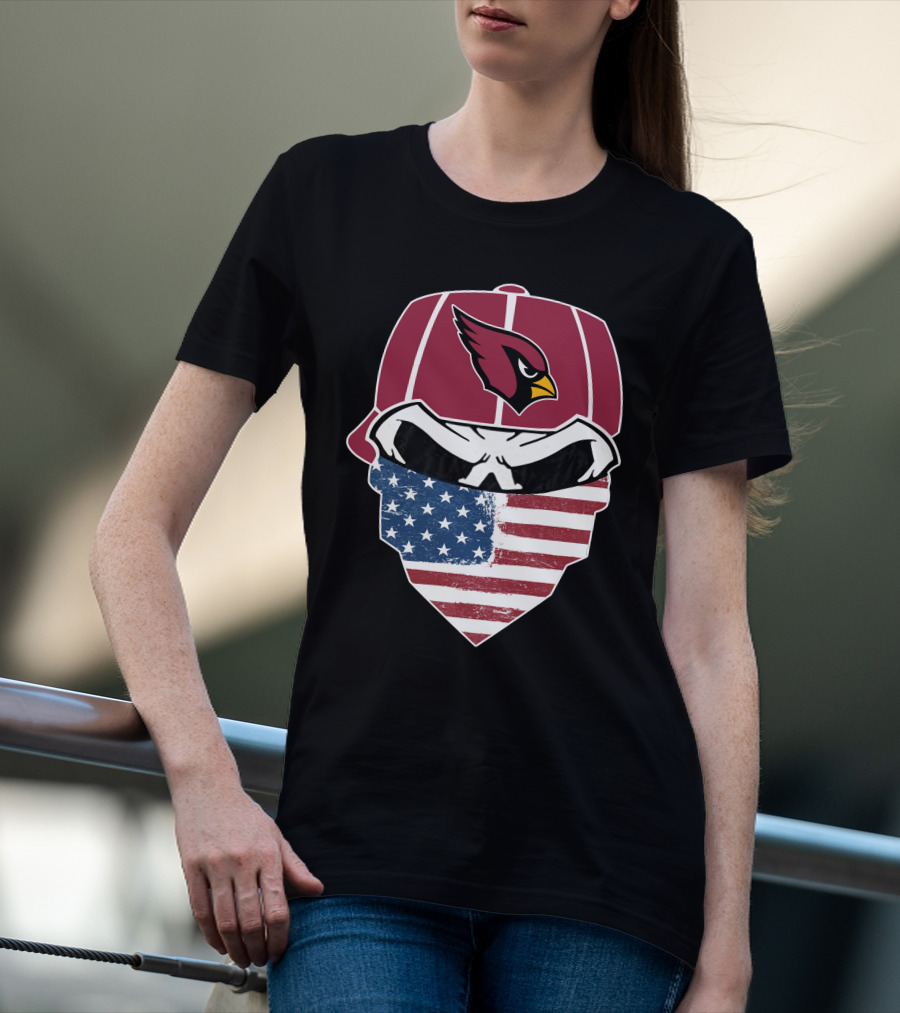 Cardinals Skull American Flag Bandana T-Shirt