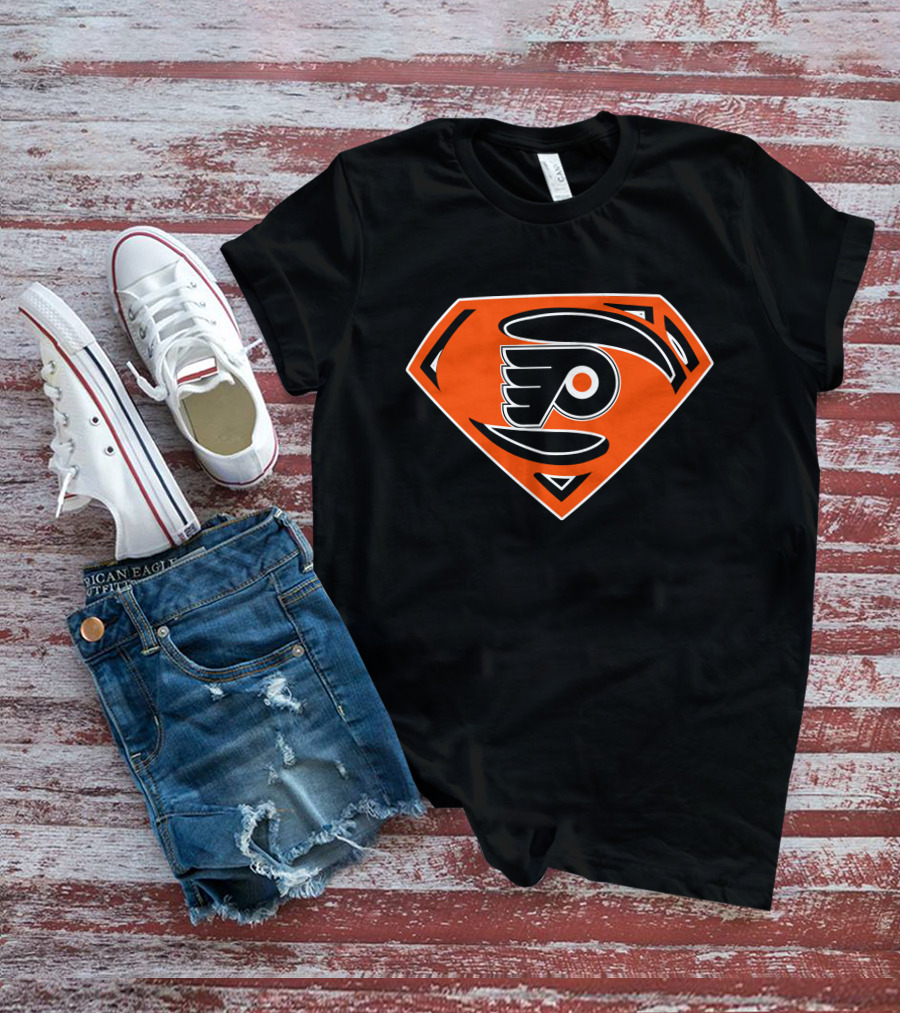 Superman Flyers Philadelphia Hockey Logo Fusion T-Shirt