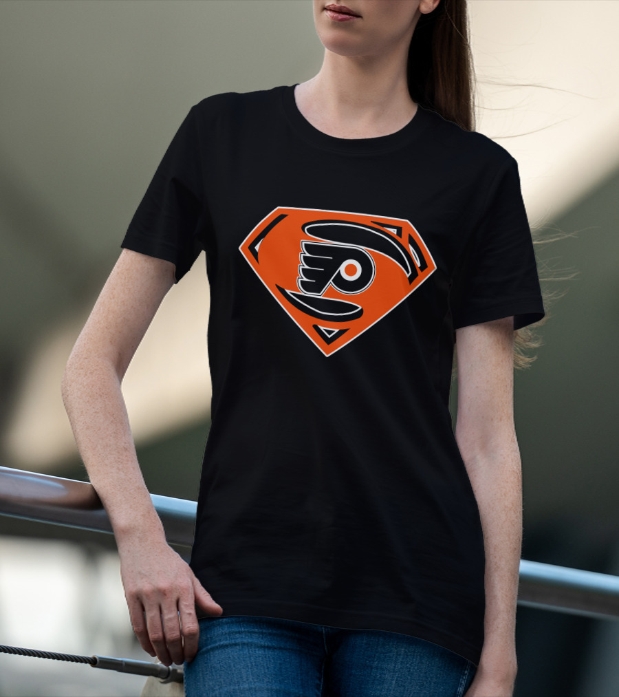 Superman Flyers Philadelphia Hockey Logo Fusion T-Shirt