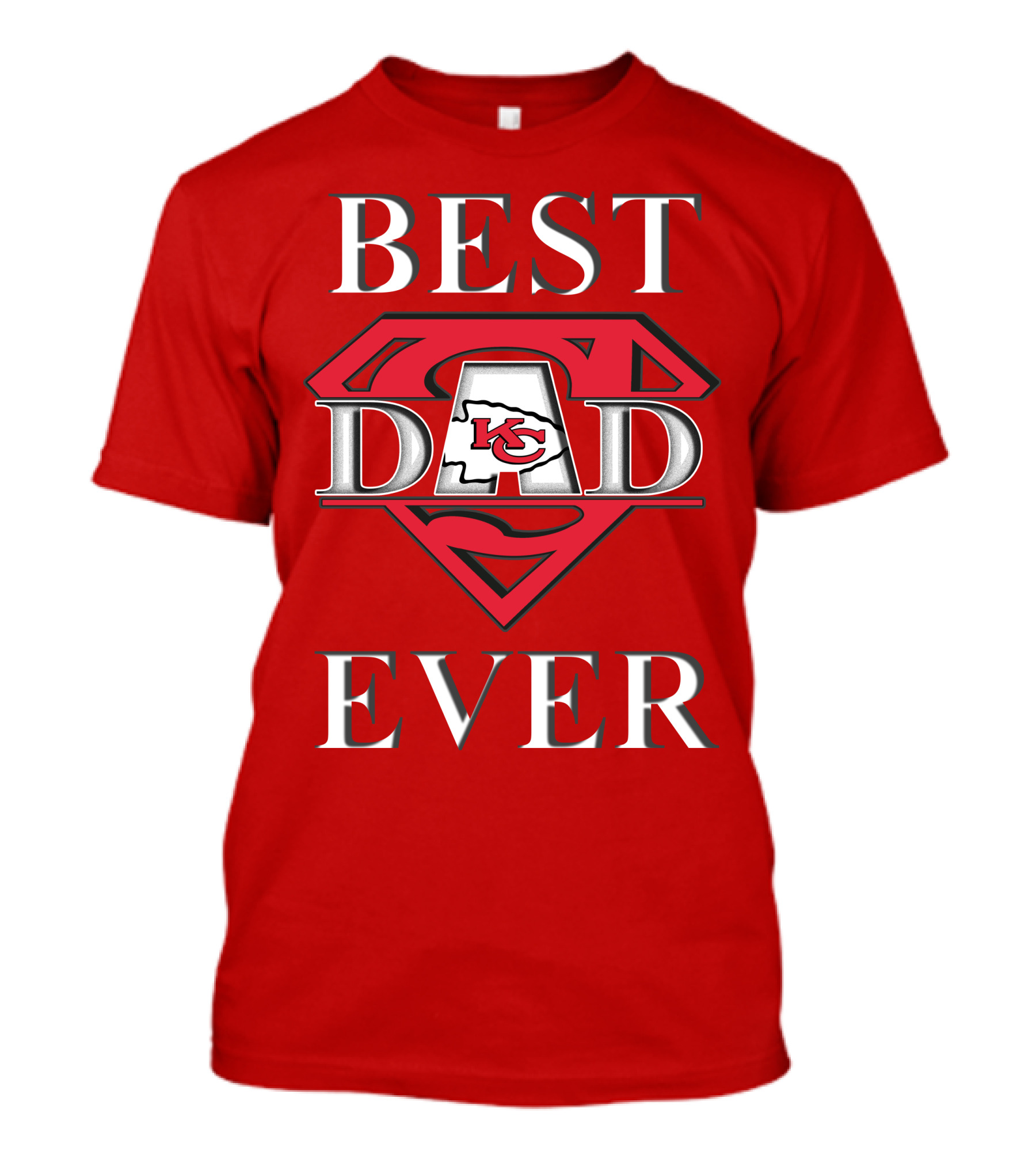 BEST DAD EVER Chiefs Logo Red Superman Shield T-Shirt