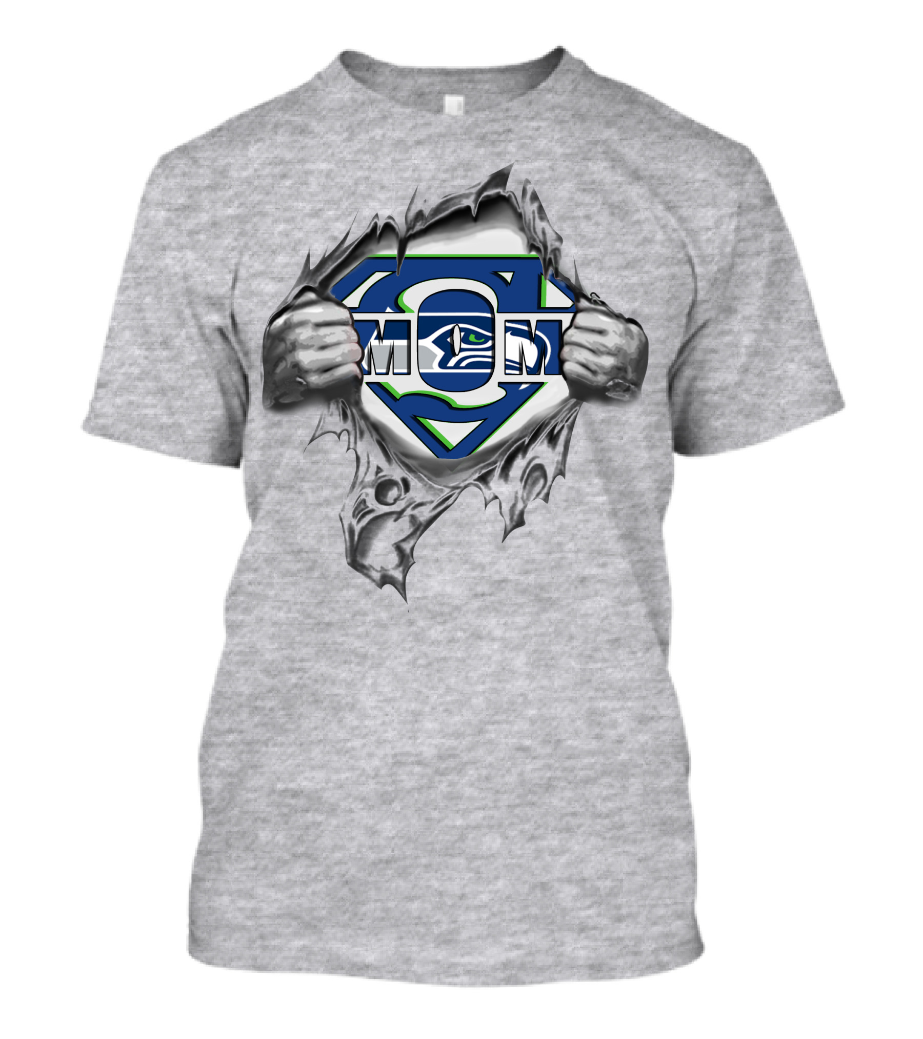 Seahawks Super Mom Logo With Superman Style Crest T-Shirt