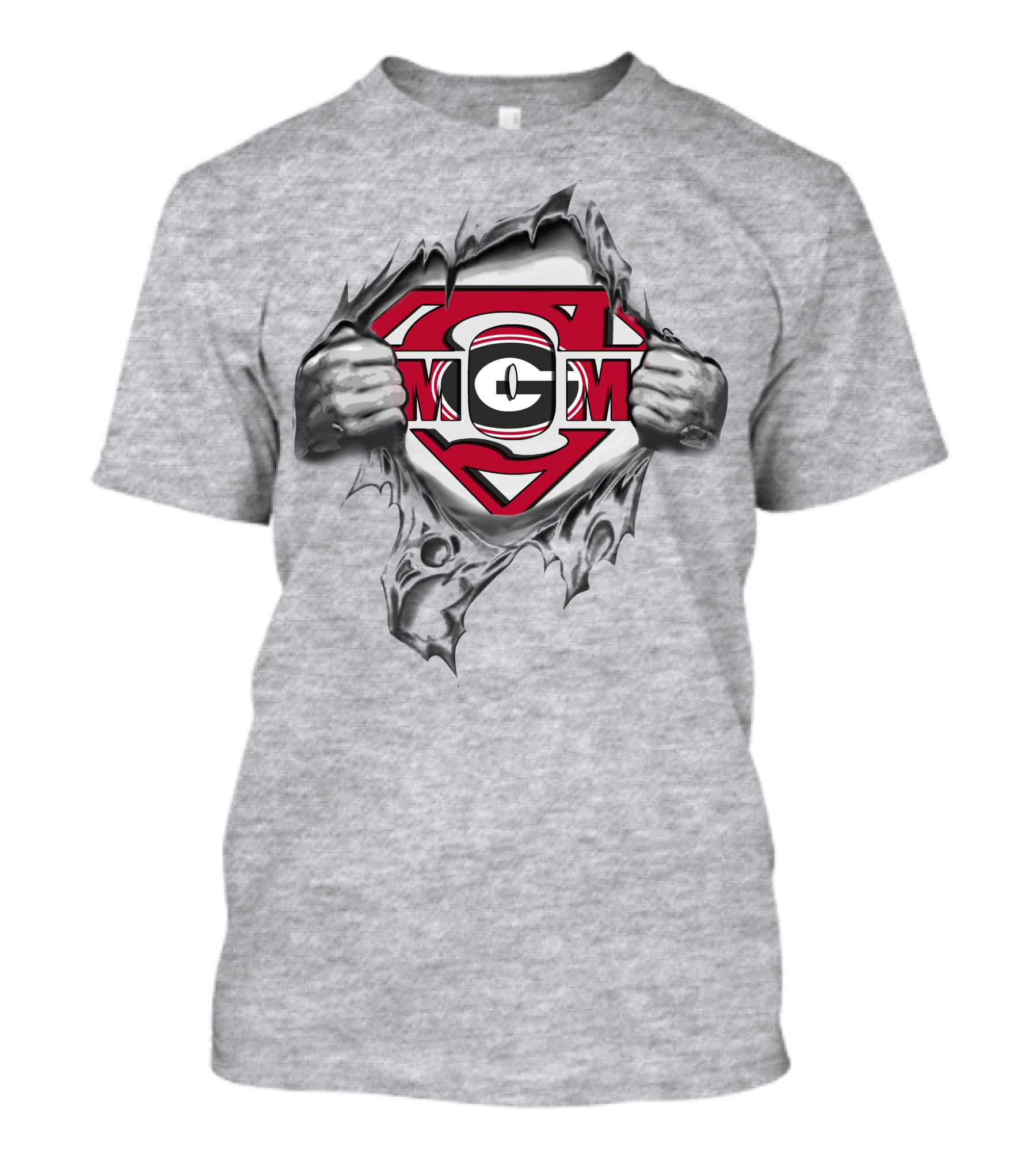 Georgia Bulldogs Superman Logo Tearing Ripped Chest T-Shirt