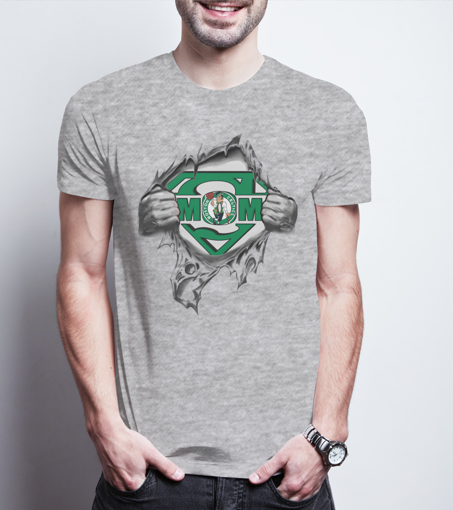 Boston Celtics Mom Super Logo Rip T-Shirt