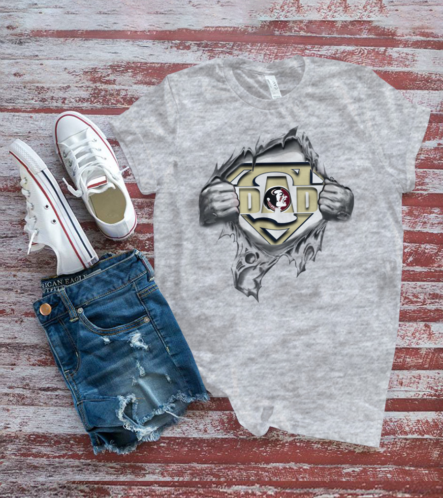 Florida State Seminoles Super Dad Superman Logo Rip T-Shirt