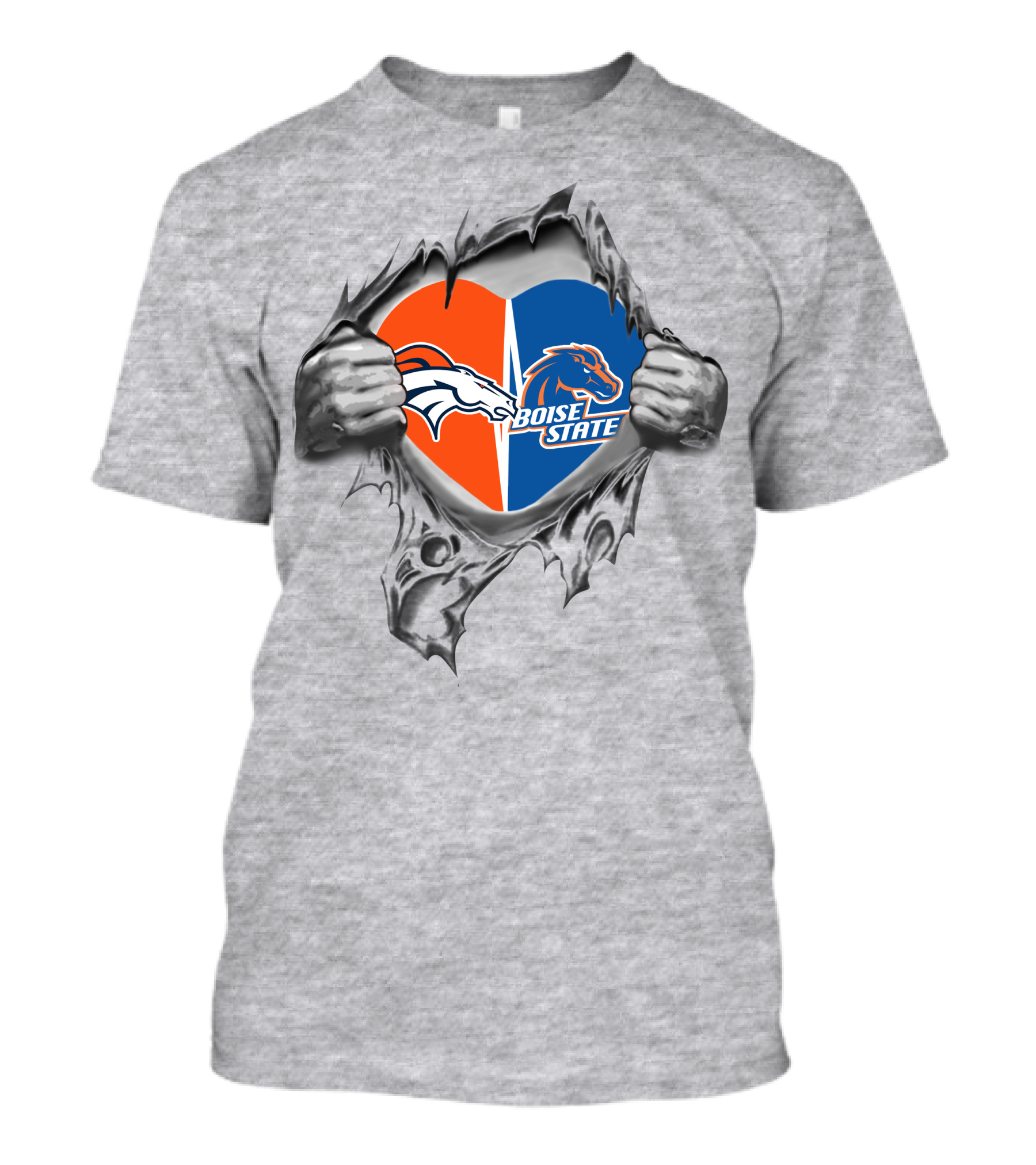 Denver Broncos Boise State Heart Design With Team T-Shirt