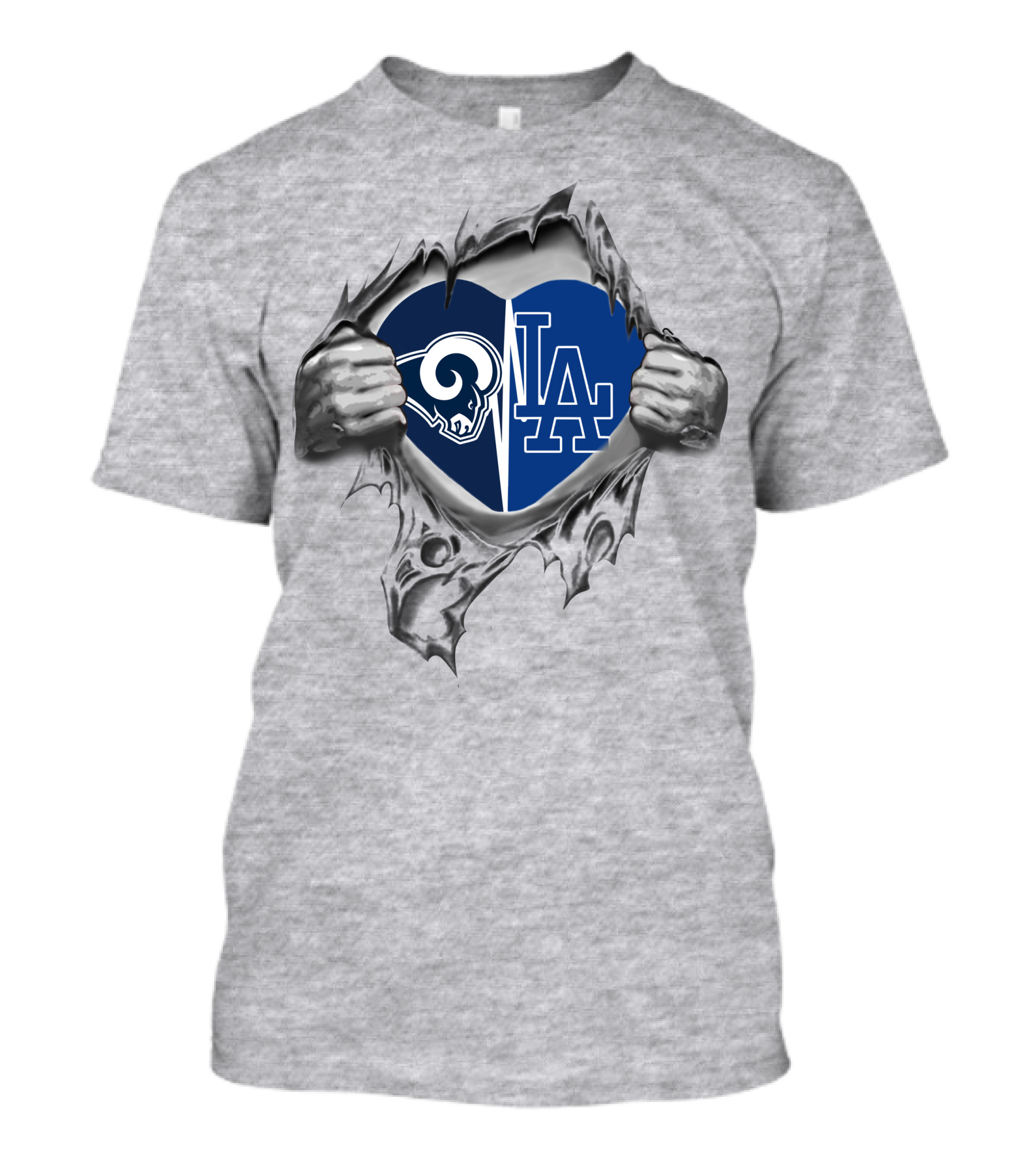 Rams Dodgers Heart Hands Logo Fusion T-Shirt