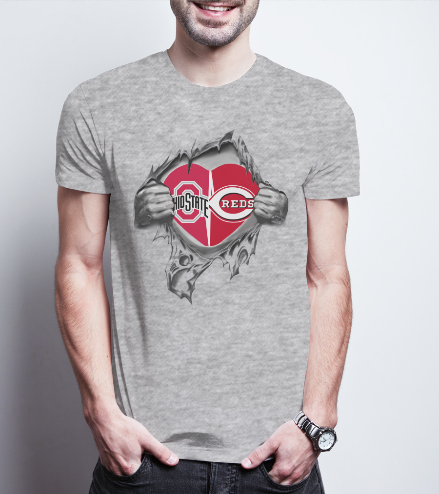 Ohio State Buckeyes Reds Heart Logo Peel T-Shirt